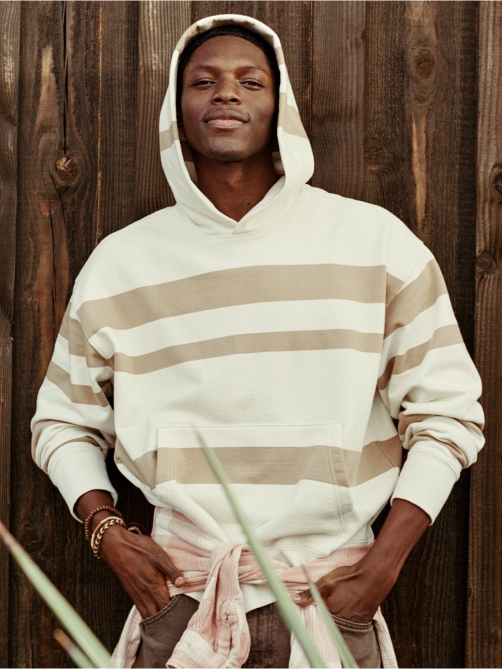American Eagle Laidback Luxe Relaxed Fit Striped Hoodie Men’s Size Small